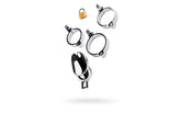 Silver Metal Chastity Cage Adjustable for Enhanced Dominance and Surrender Ball Stretcher